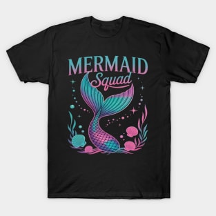 Mermaid Squad Of The Birthday Mermaid Tail Family Matching T-Shirt